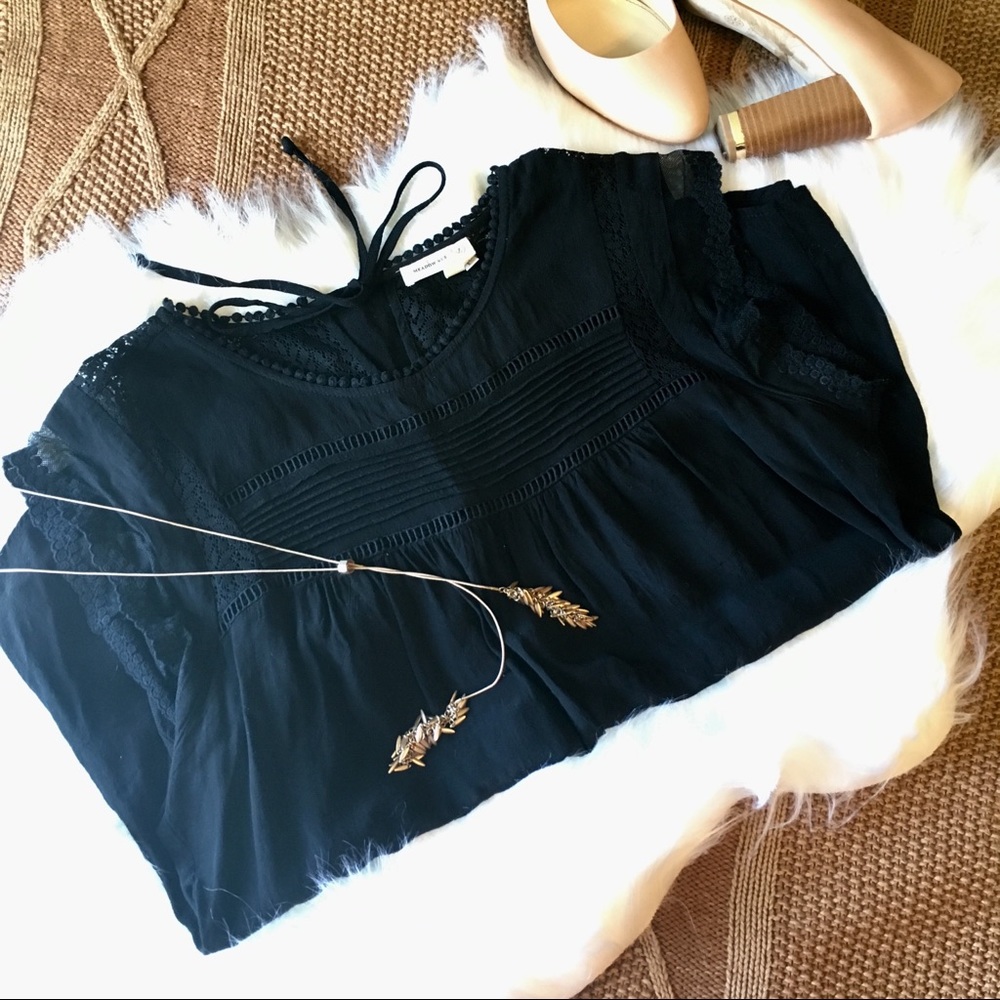 MEADOW RUE FROM ANTHRO BLACK BLOUSE
